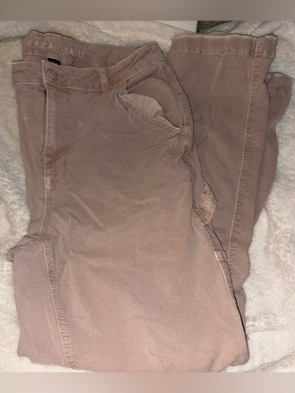 American Eagle Outfitters Tan Cargos - highest rise 90s boyfriend